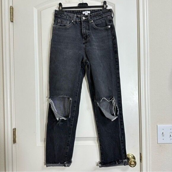 BP‎ DISTRESSED MOM JEANS BLACK 26 GRUNGE - Picture 3 of 16
